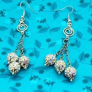 Rhinestone Ball Dangle Earrings